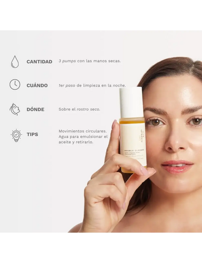 DOUBLE CLEANSE: Aceite limpiador facial y desmaquillante